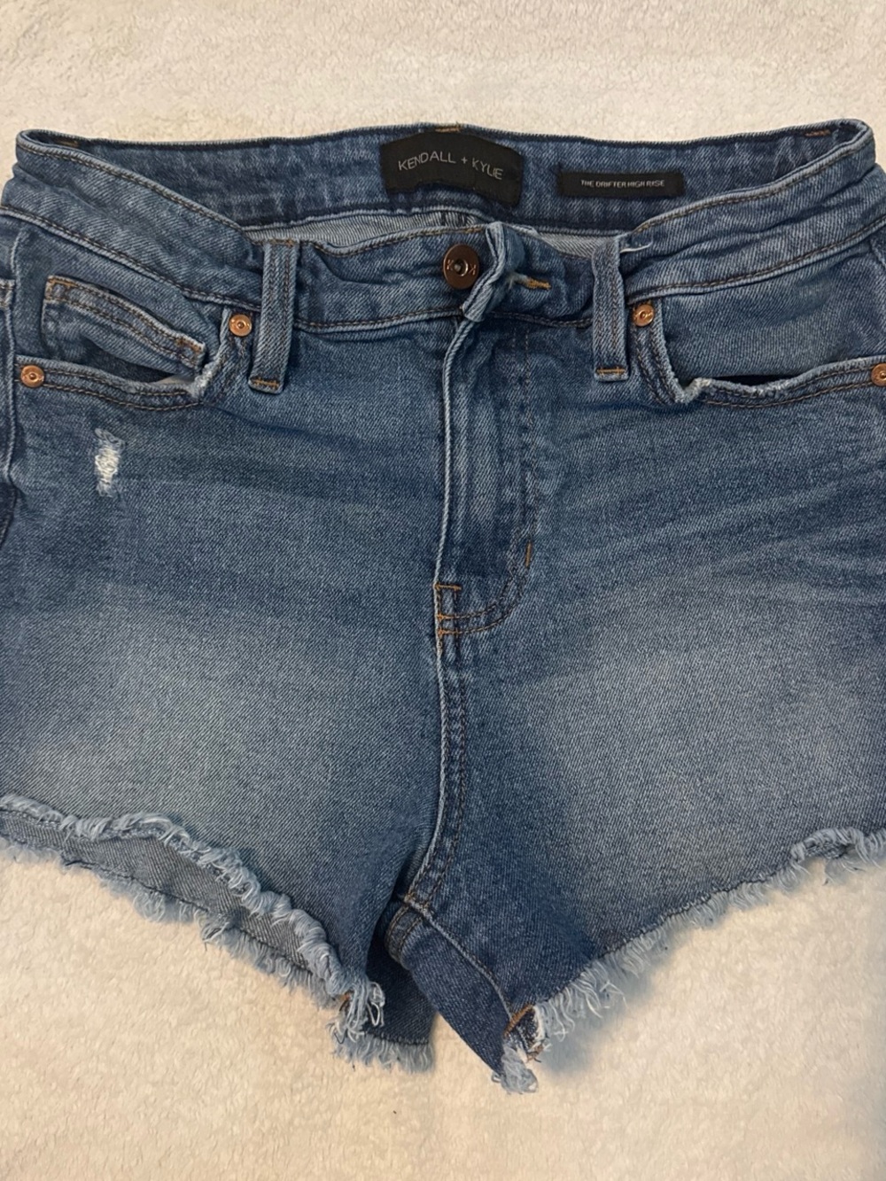 Kendall & Kylie Washed Blue Distressed Denim Cutoff Shorts